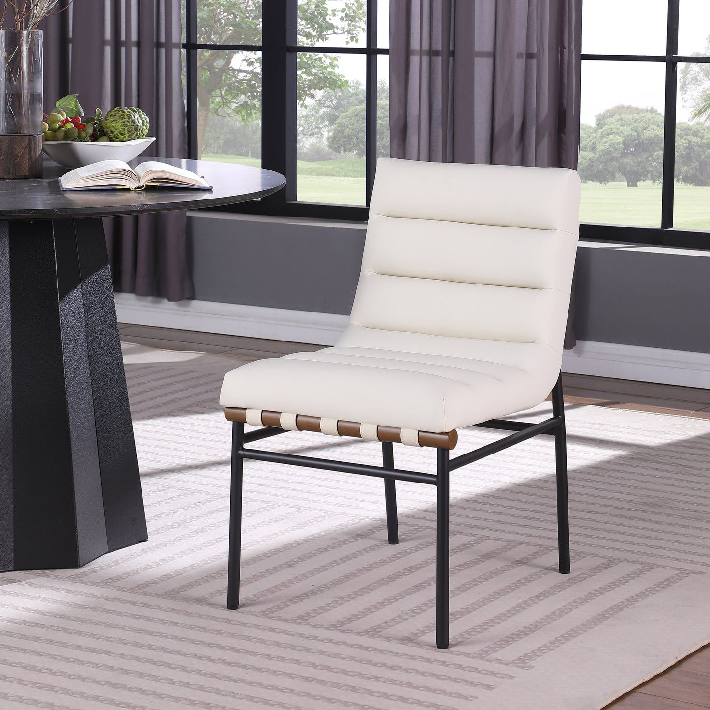 cardiff cream vegan leather dining chair