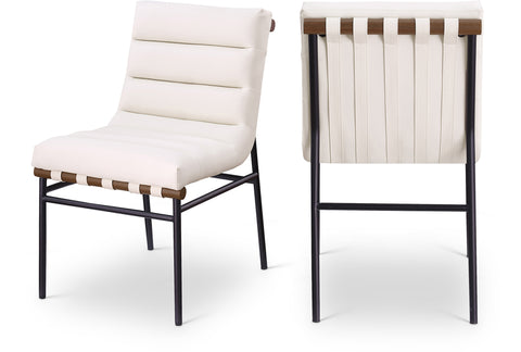 Lennox Cream Vegan Leather Upholstered Dining Chair, 2-Piece
