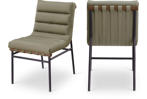 Lennox Olive Vegan Leather Upholstered Dining Chair, 2-Piece