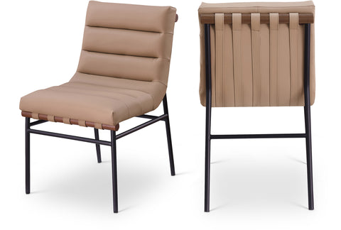 Lennox Tan Vegan Leather Upholstered Dining Chair, 2-Piece