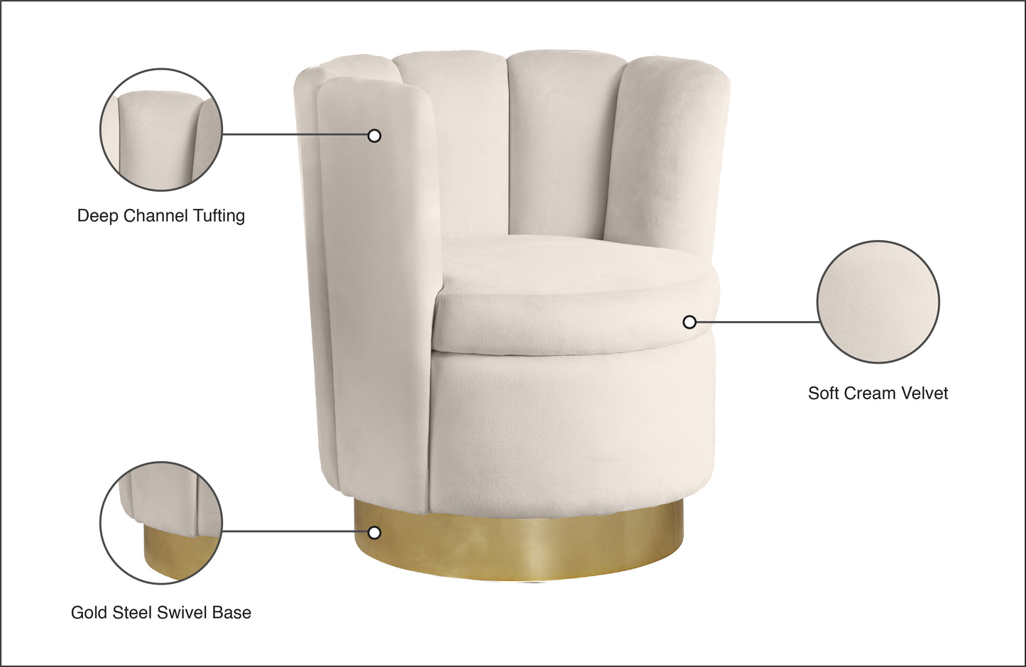 margo cream velvet accent chair cream