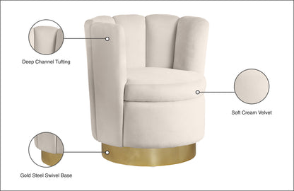 Margo Cream Velvet Accent Chair Cream