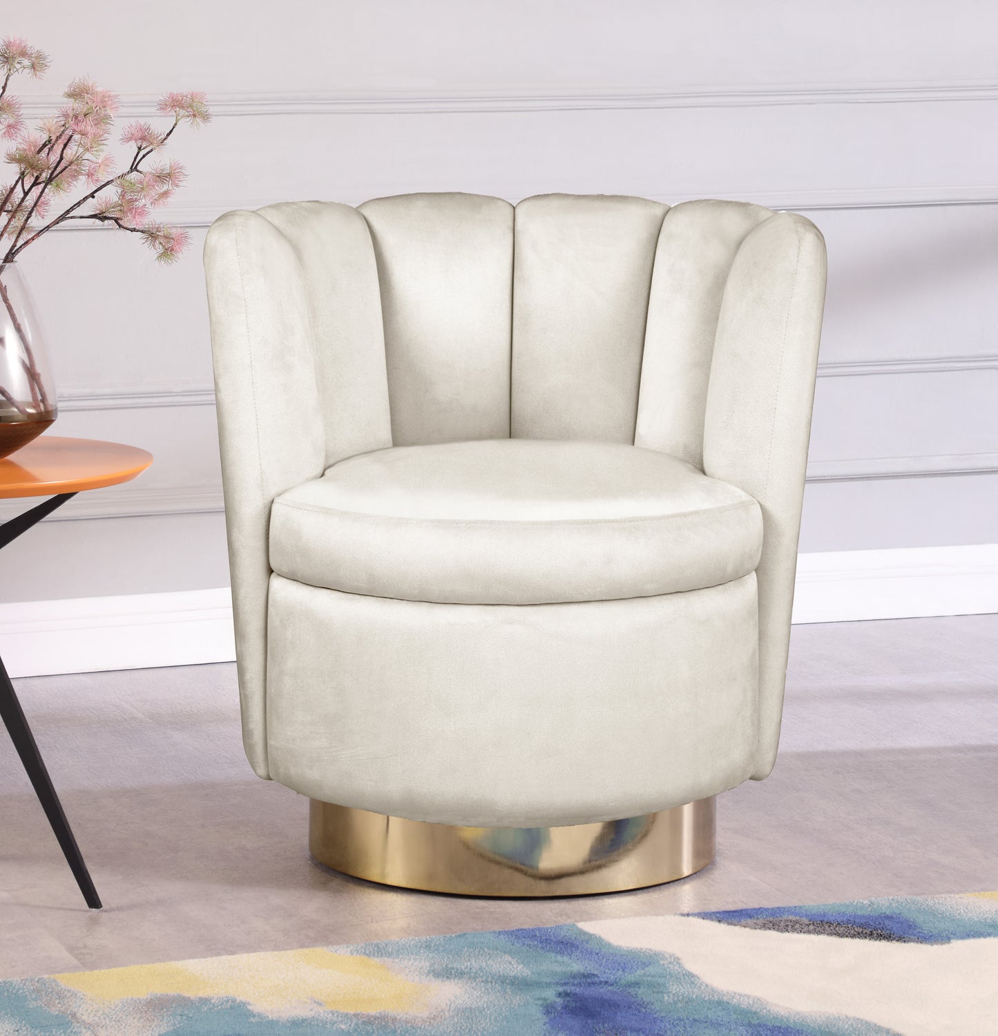 margo cream velvet accent chair cream