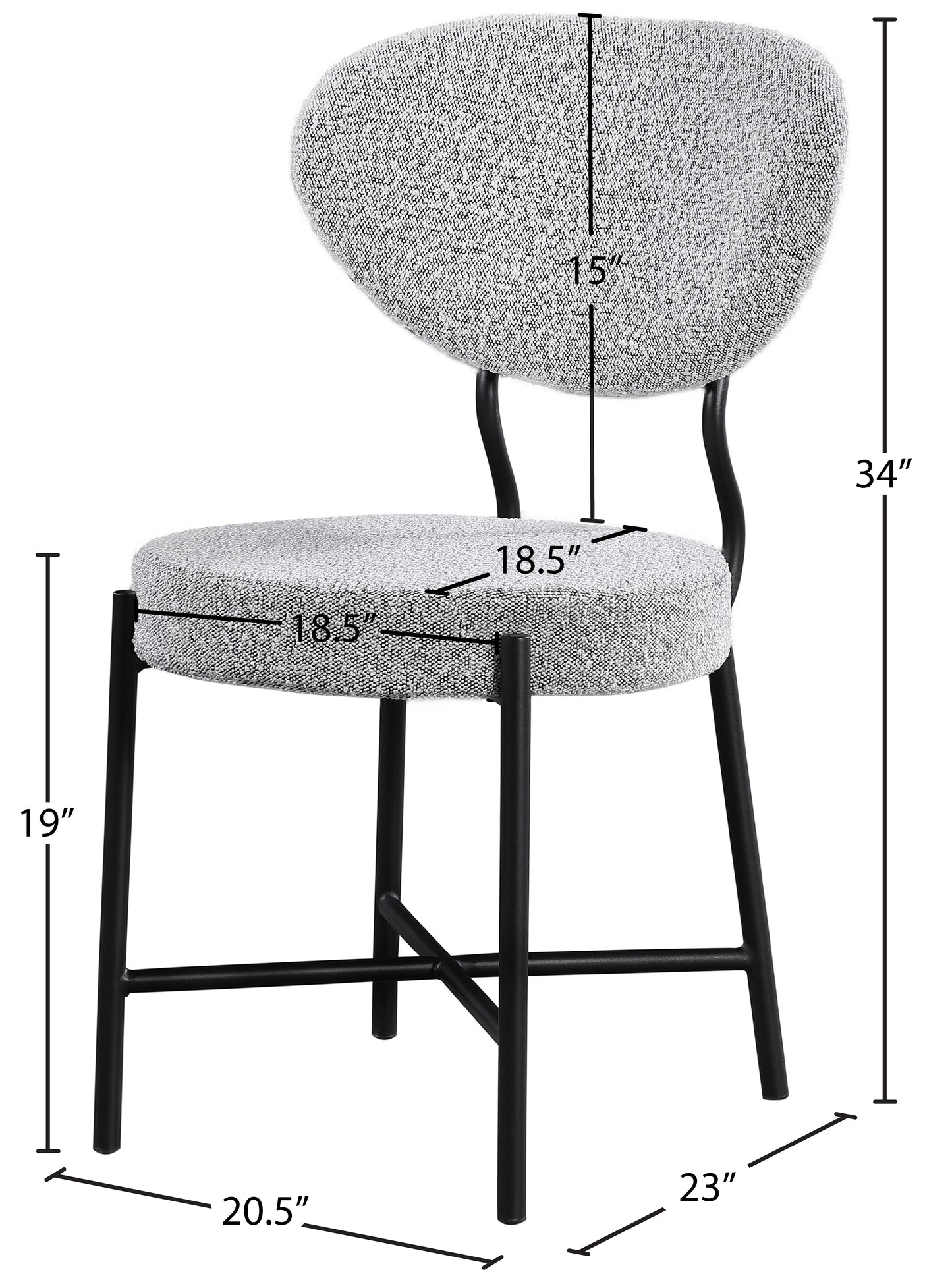 julian grey boucle fabric dining chair c