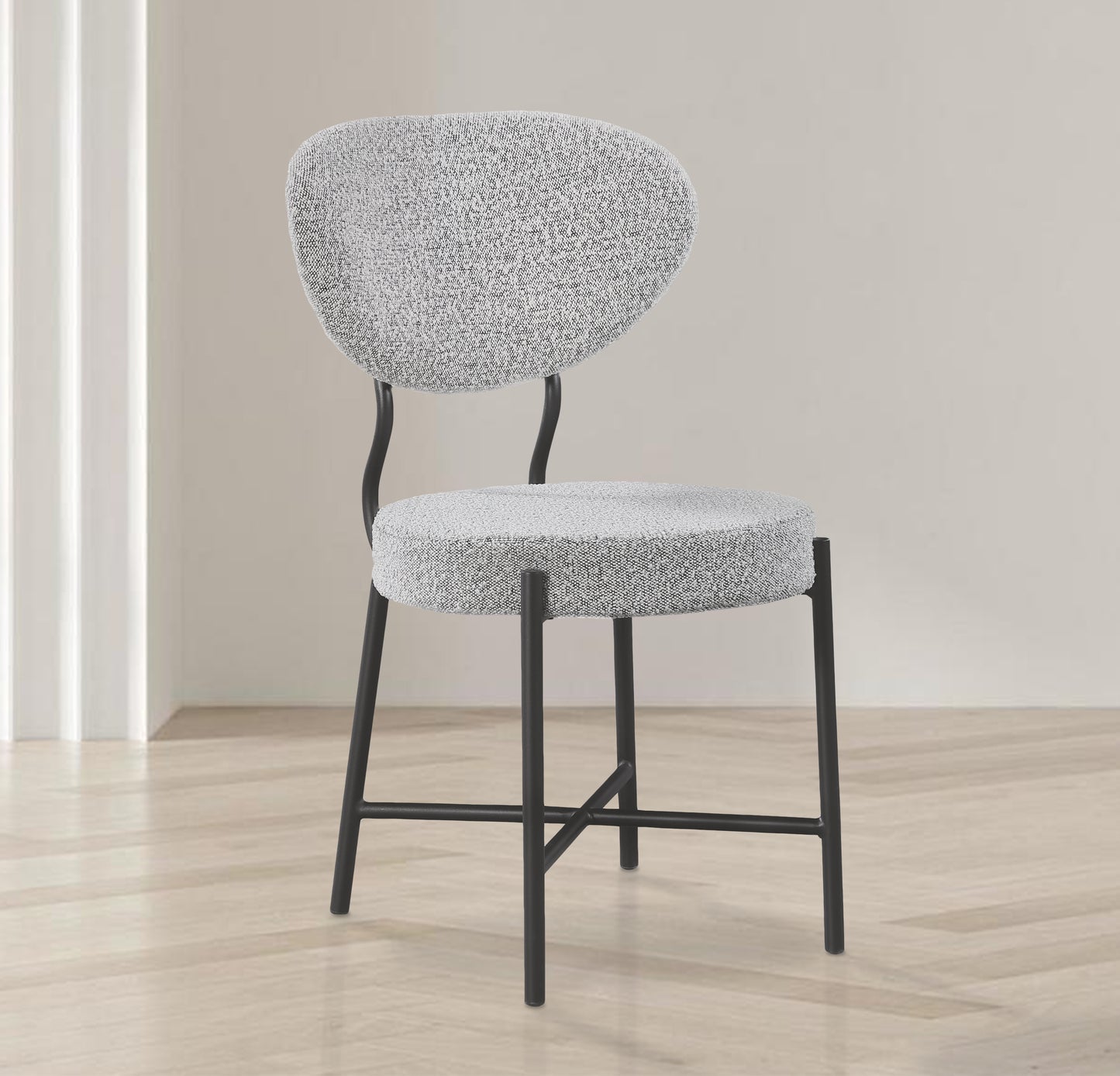 julian grey boucle fabric dining chair c