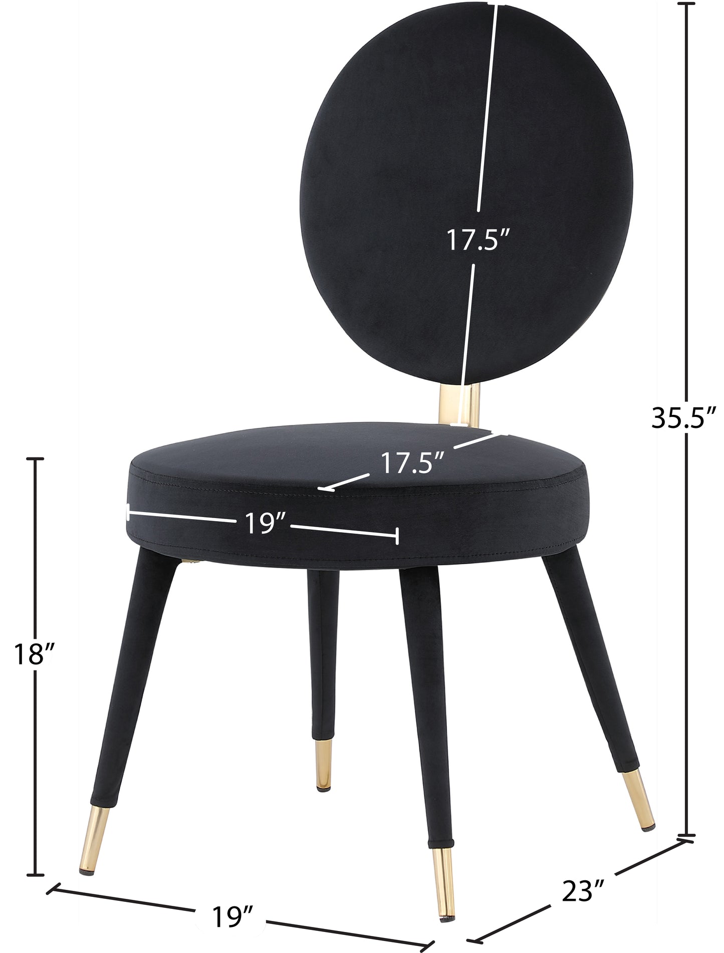 lola black velvet dining chair c