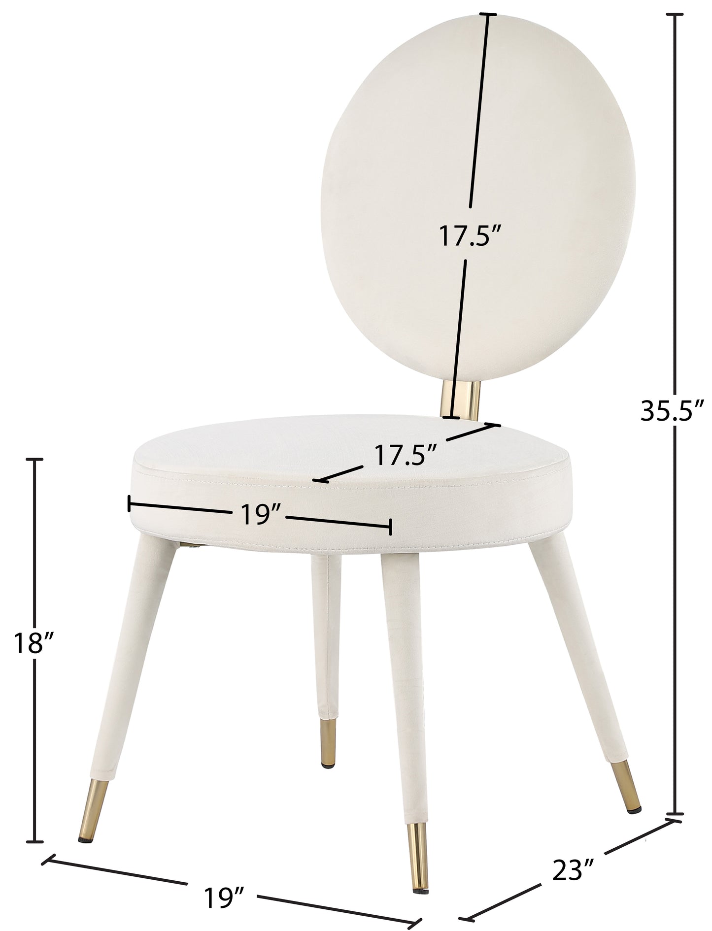 lola cream velvet dining chair c