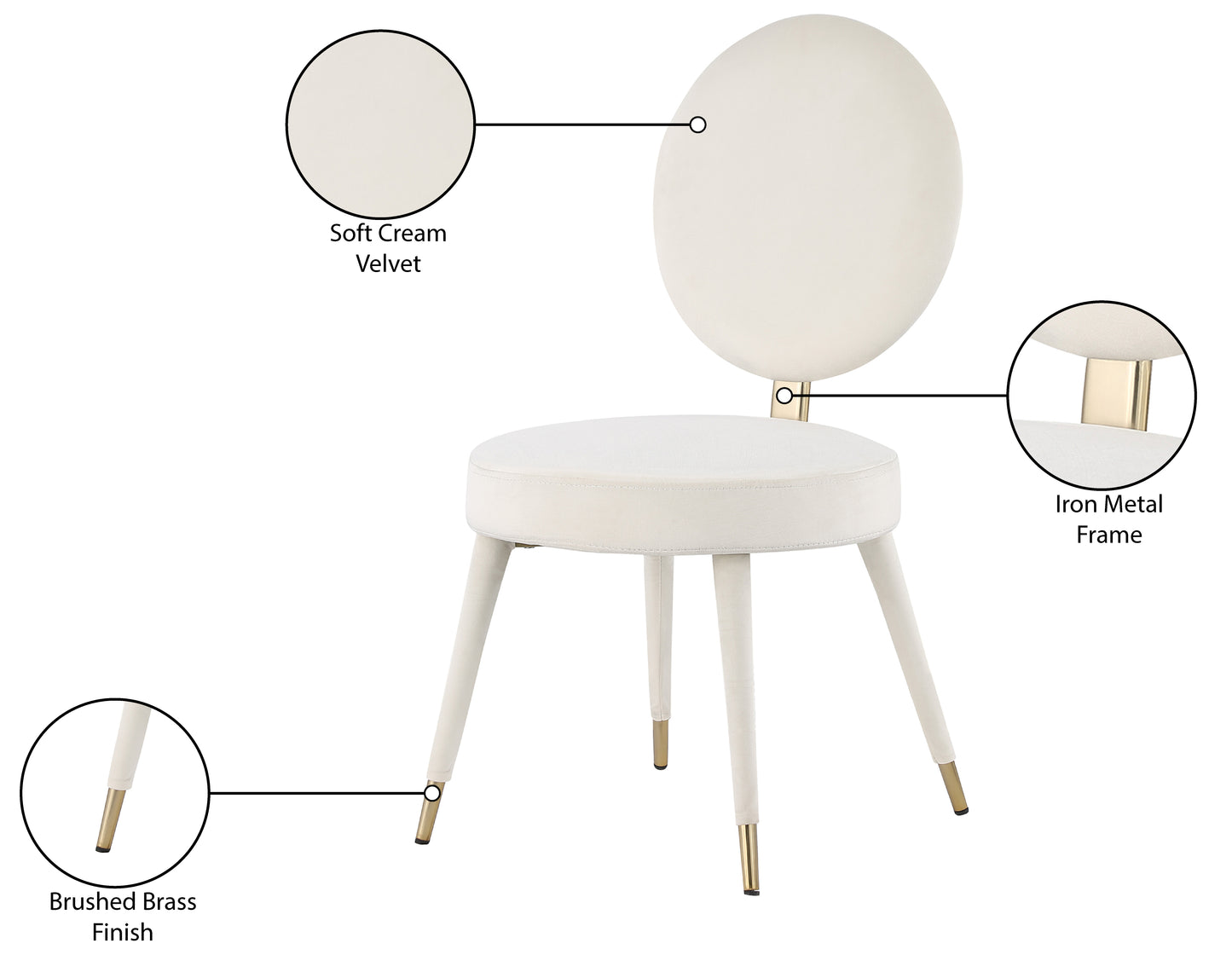 lola cream velvet dining chair c