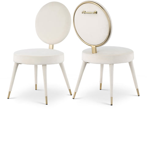 Yara Cream Velvet Upholstered Dining Chair, 2-Piece