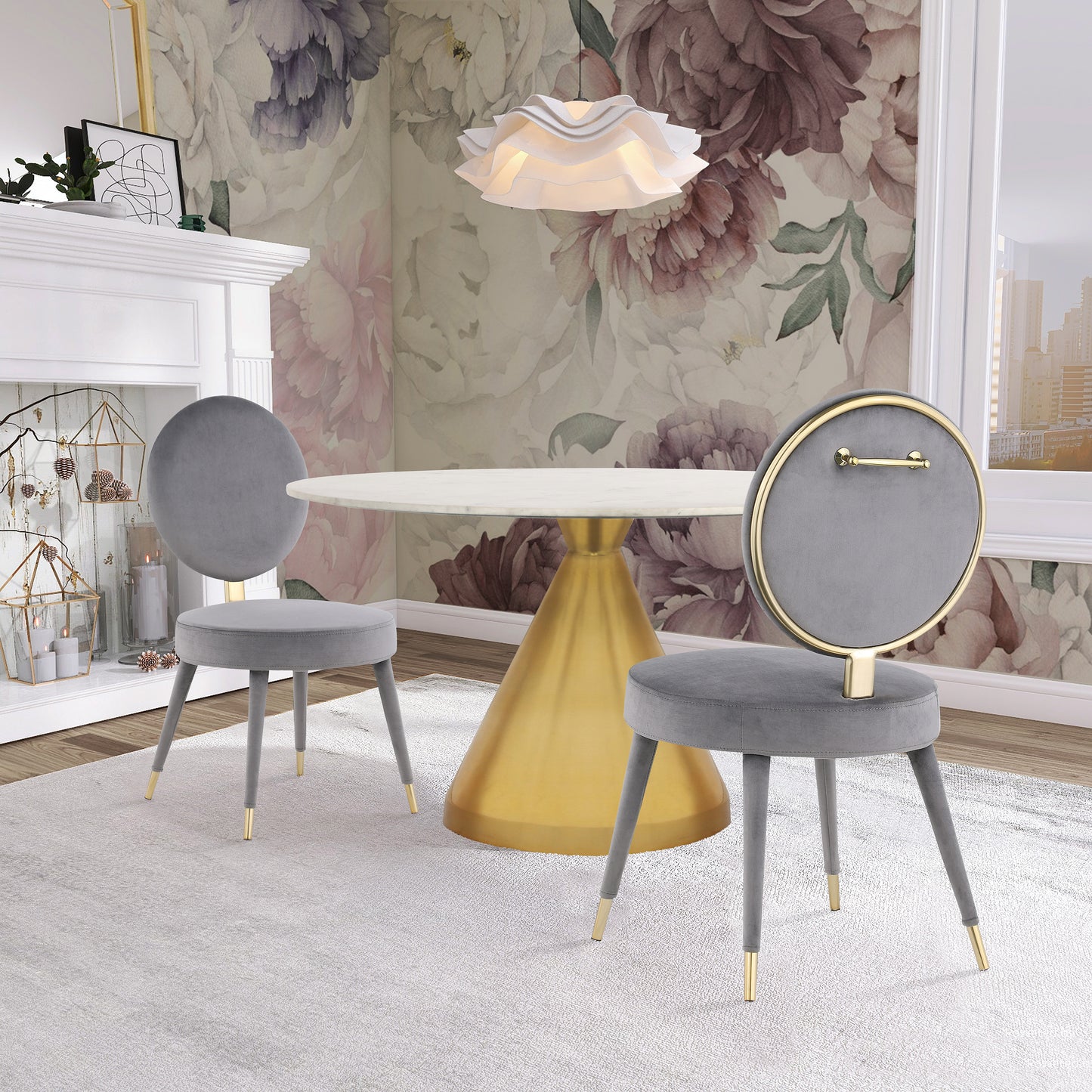 lola grey velvet dining chair c