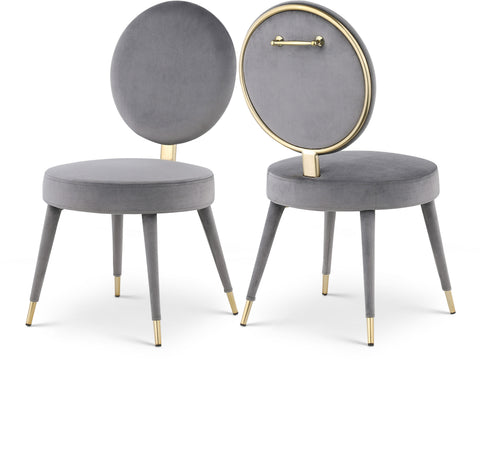 Yara Grey Velvet Upholstered Dining Chair, 2-Piece