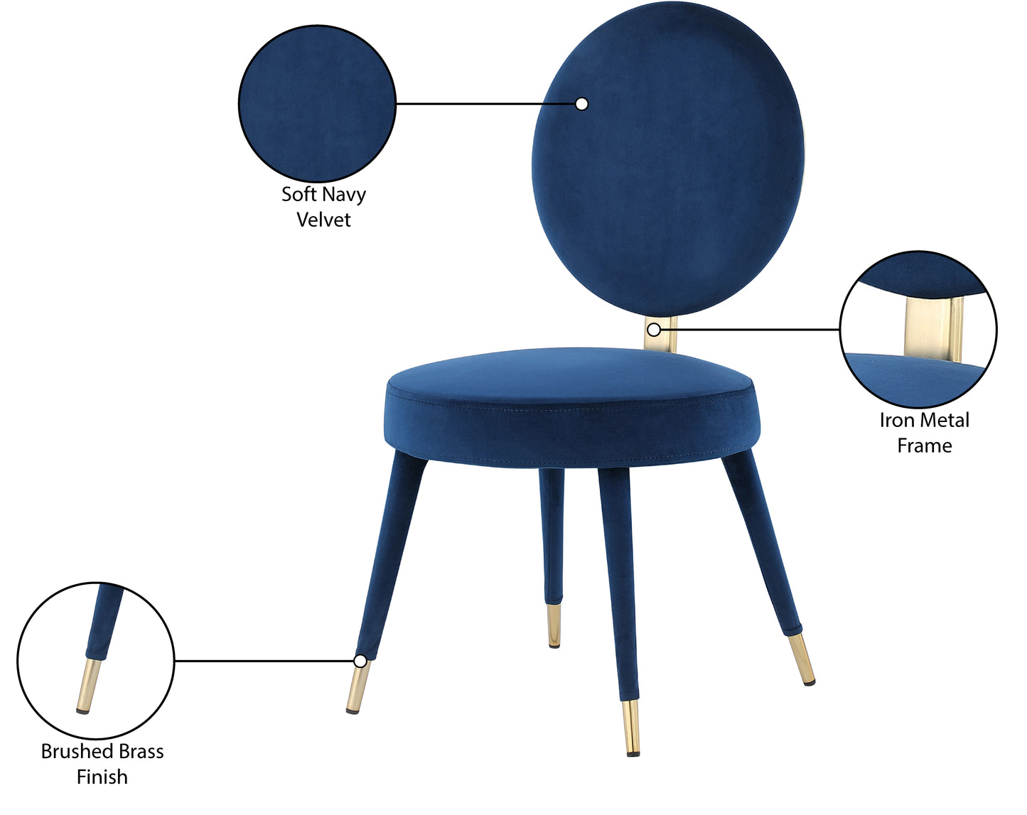 lola navy velvet dining chair c