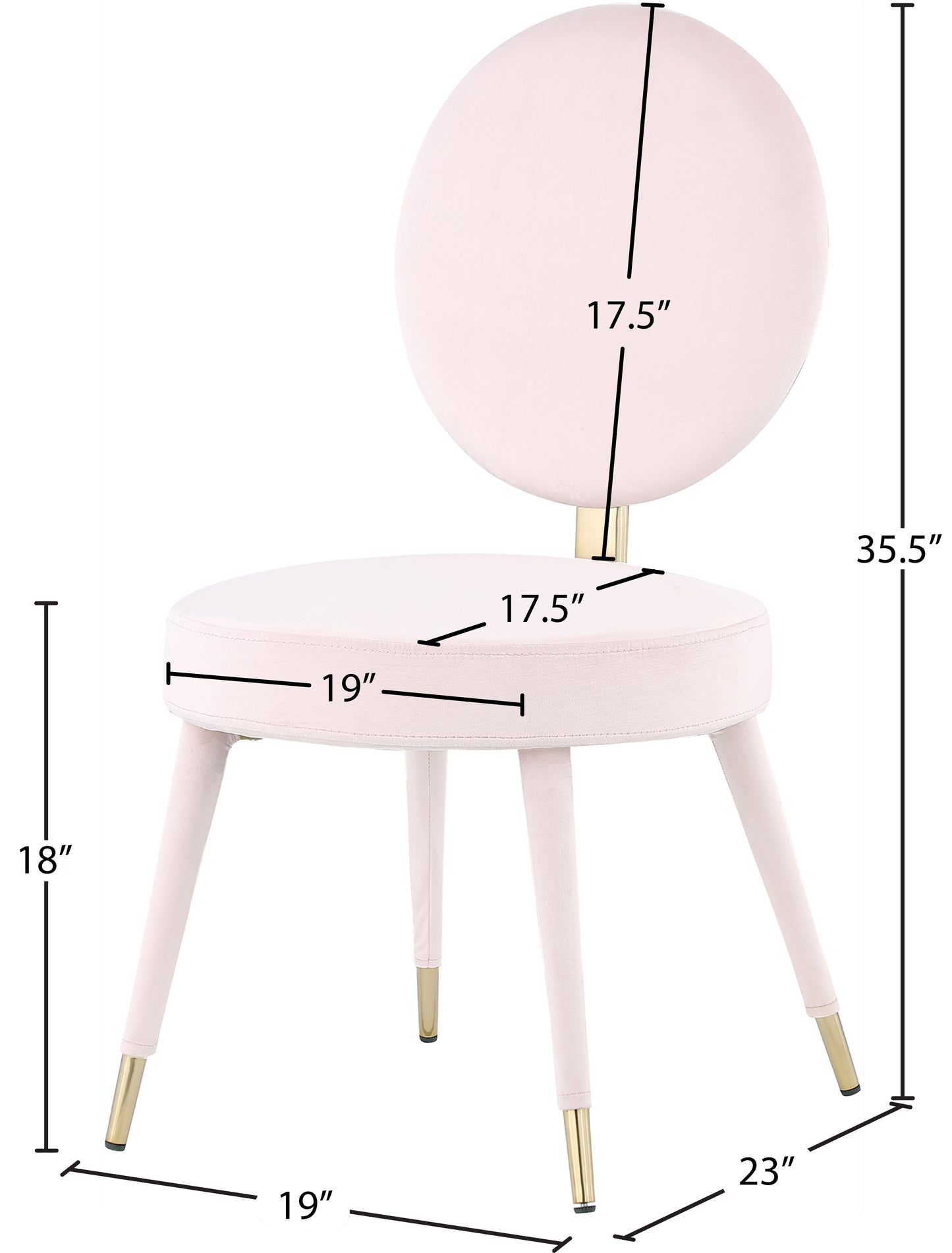 lola pink velvet dining chair c