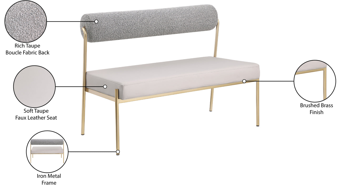 alfie taupe faux leather bench taupe