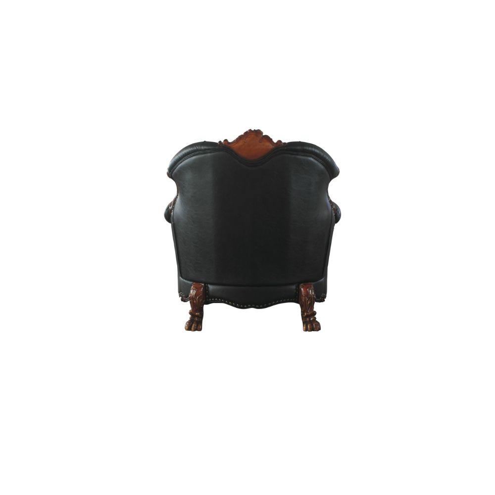 aditya chair w/pillow, synthetic leather & cherry oak finish