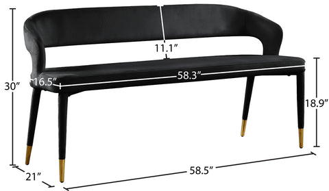 Relax Black Velvet Bench Black