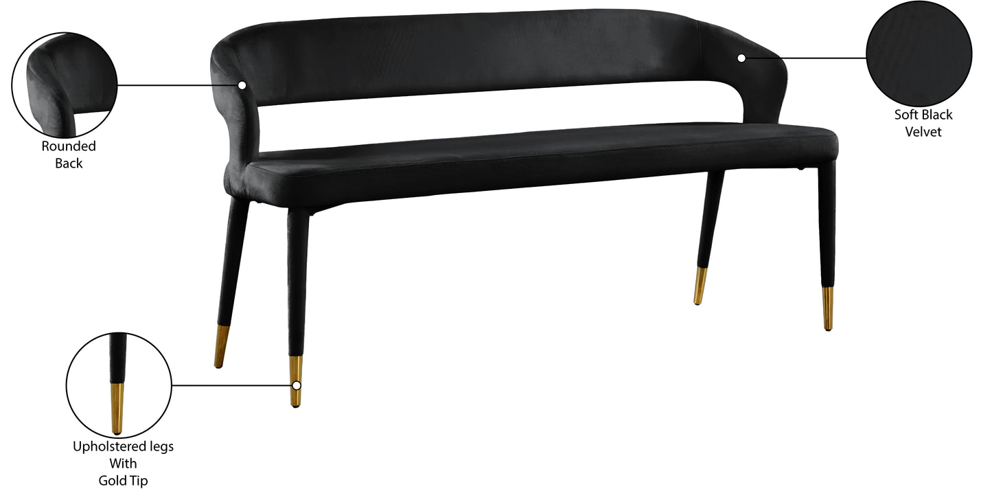 relax black velvet bench black