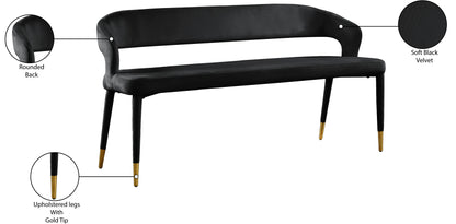 Relax Black Velvet Bench Black