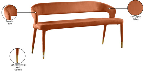 Relax Cognac Velvet Bench Cognac