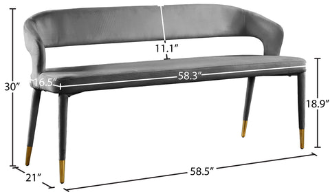 Relax Grey Velvet Bench Grey