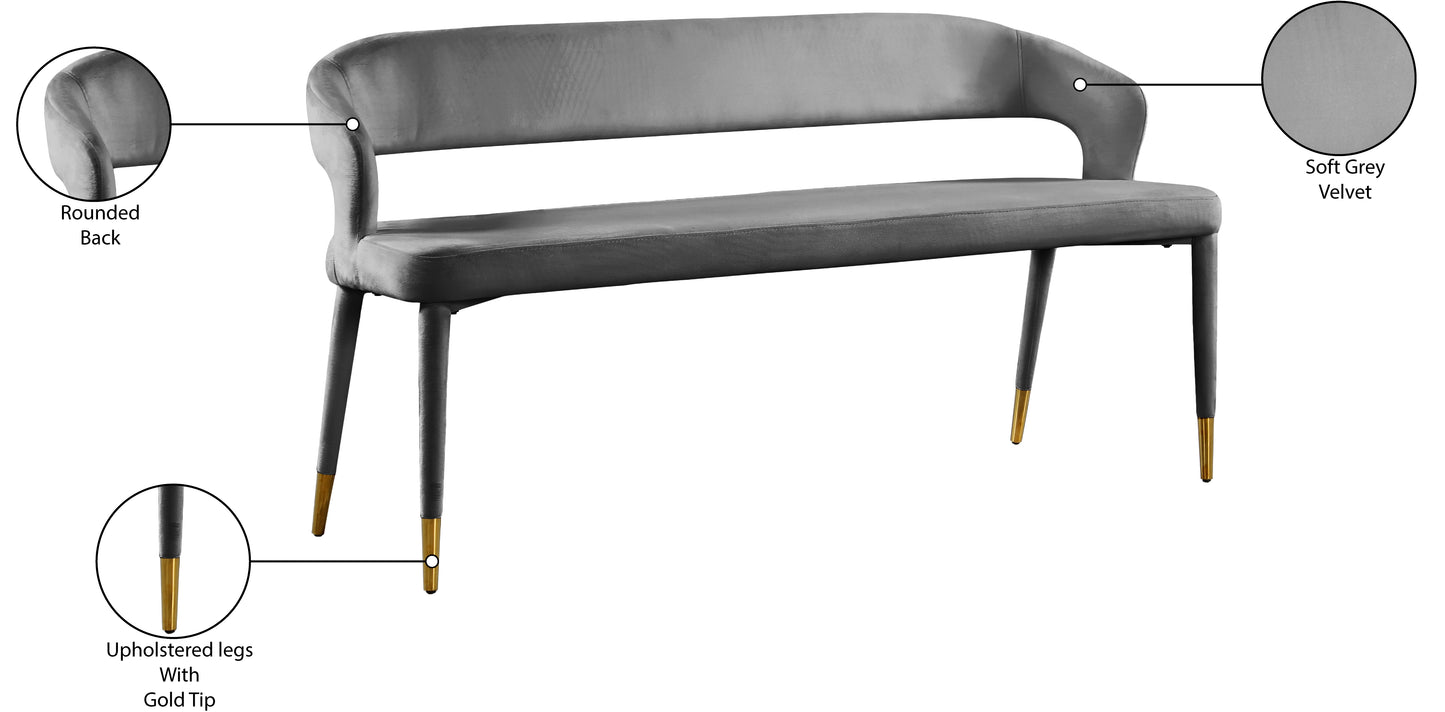 relax grey velvet bench grey