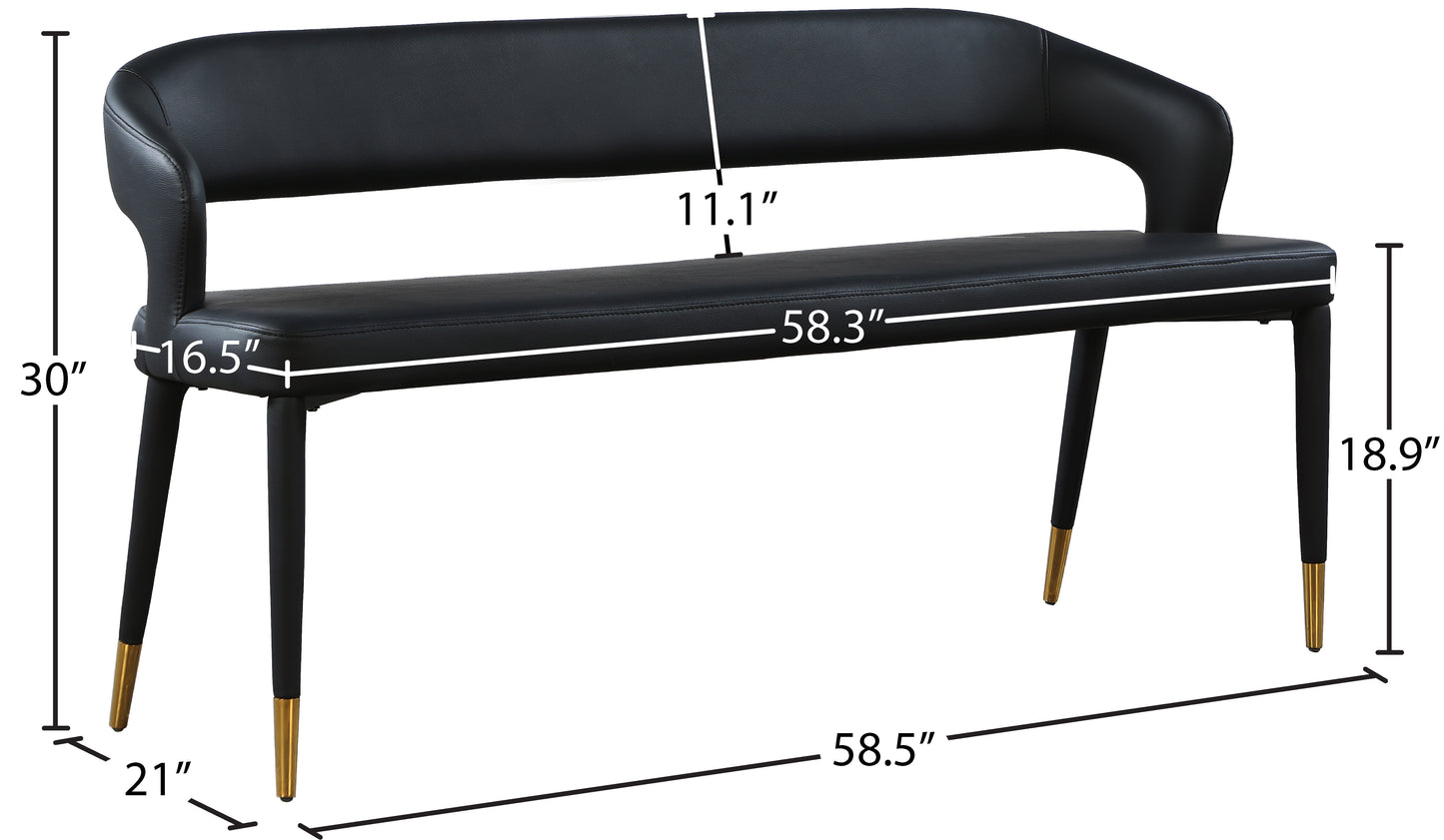 relax black faux leather bench black