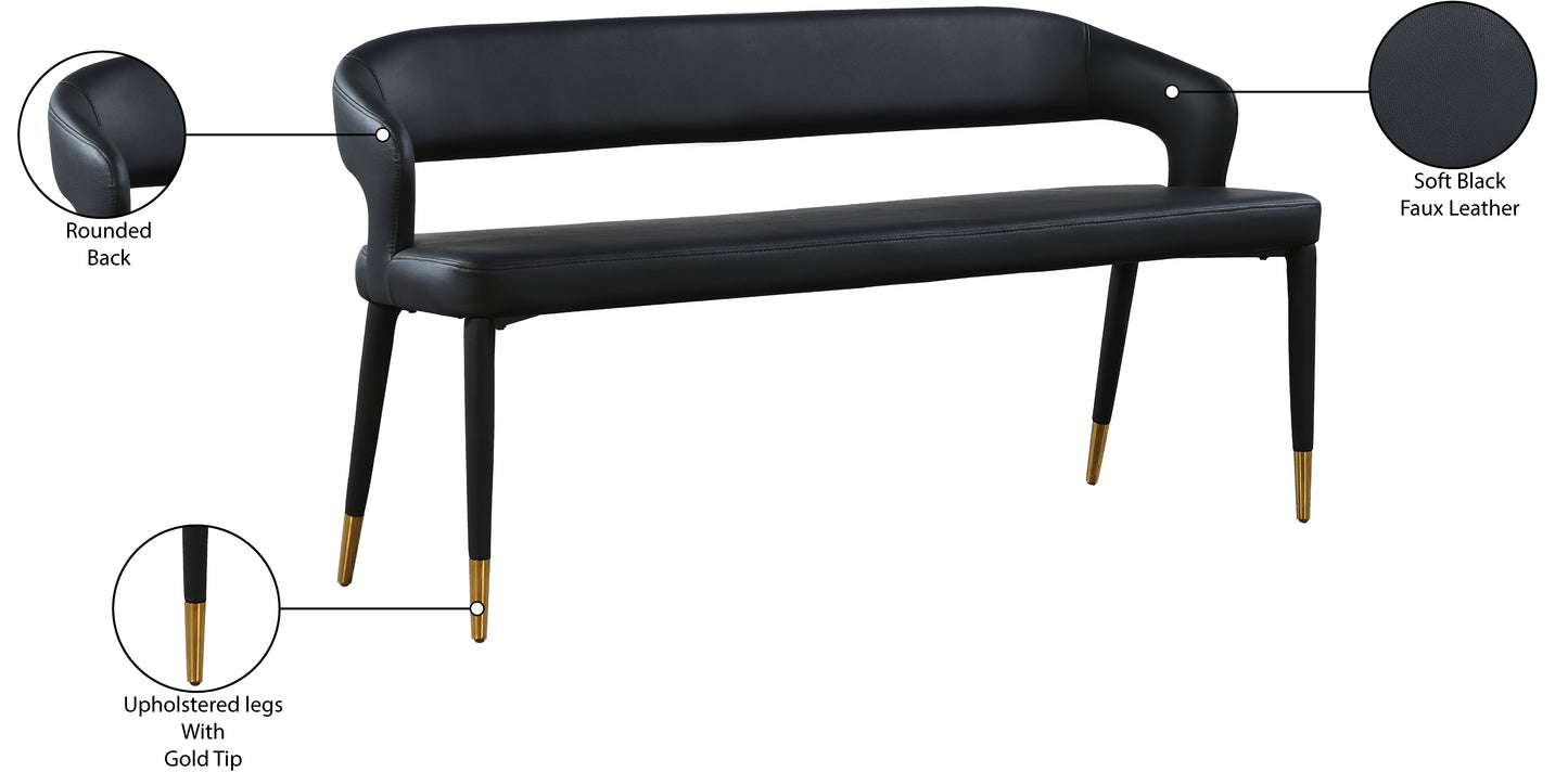 relax black faux leather bench black