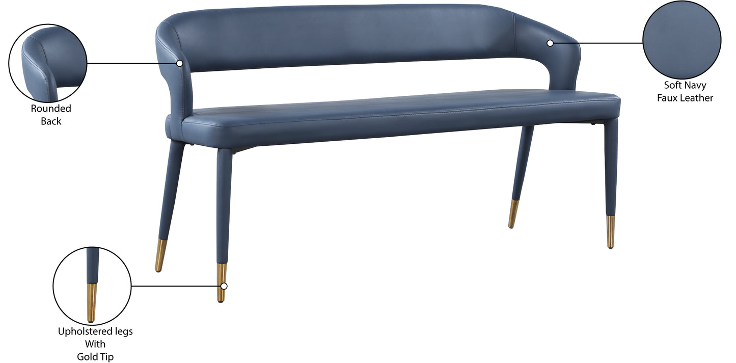 relax navy faux leather bench navy