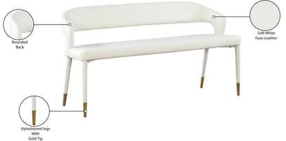 Relax White Faux Leather Bench White