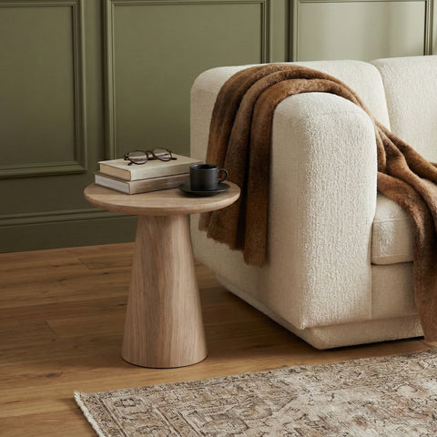 Harlow Travertine Concrete Indoor/Outdoor End Table, 1 Piece
