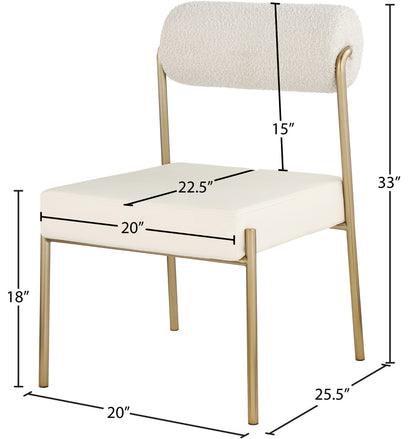 Alfie Cream Faux Leather Seat / Boucle Fabric Back Dining Chair C