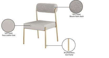 Alfie Taupe Faux Leather Seat / Boucle Fabric Back Dining Chair C