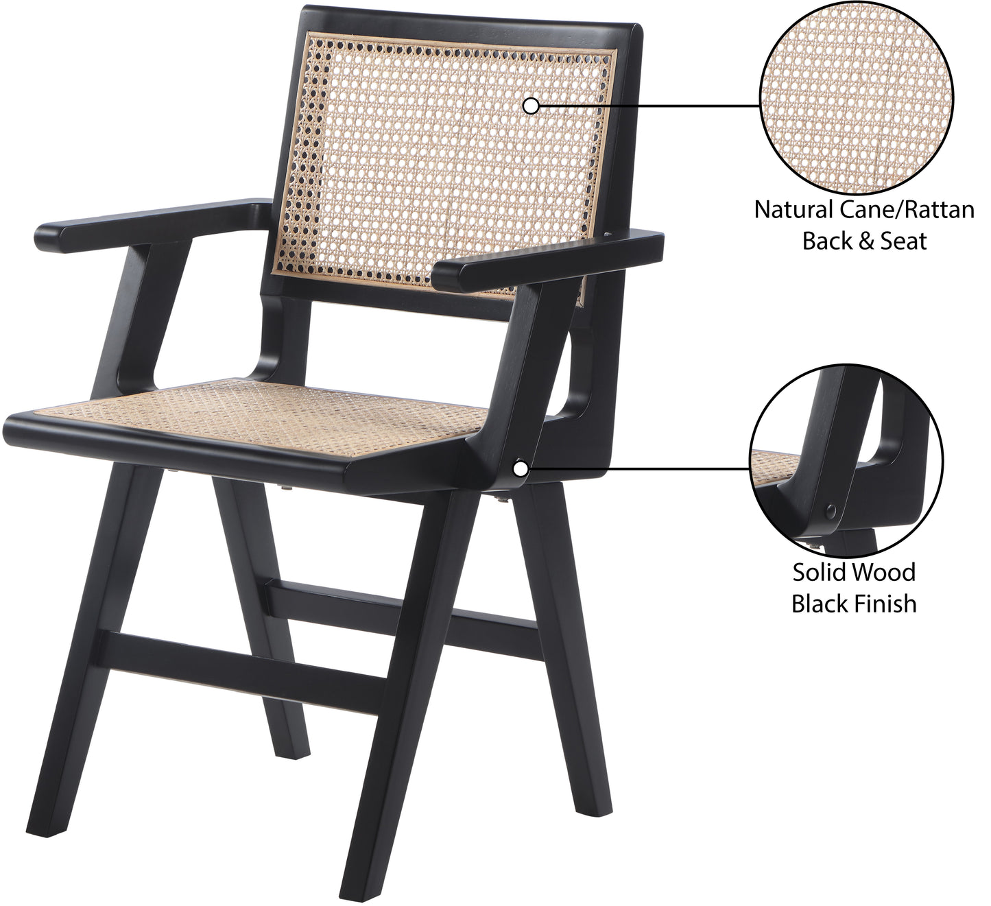 divine black wood dining arm chair ac