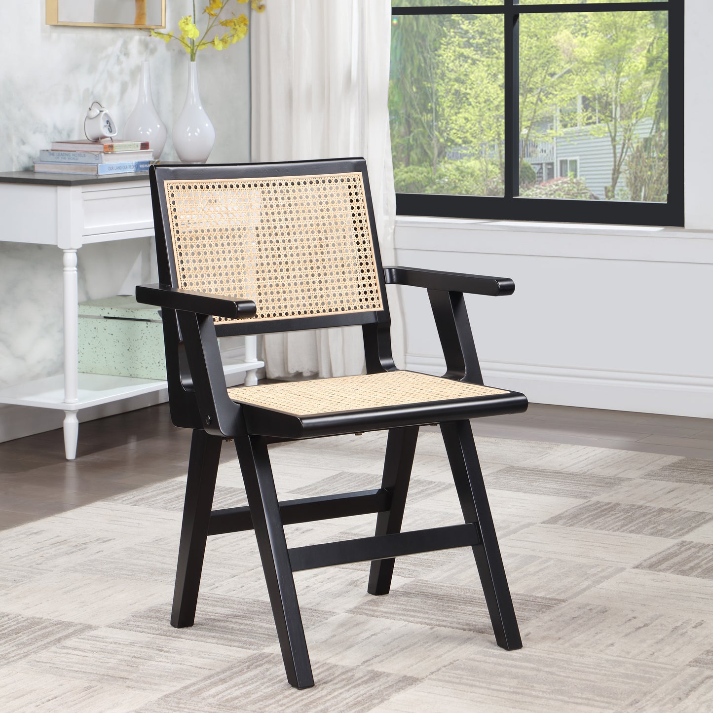 divine black wood dining arm chair ac