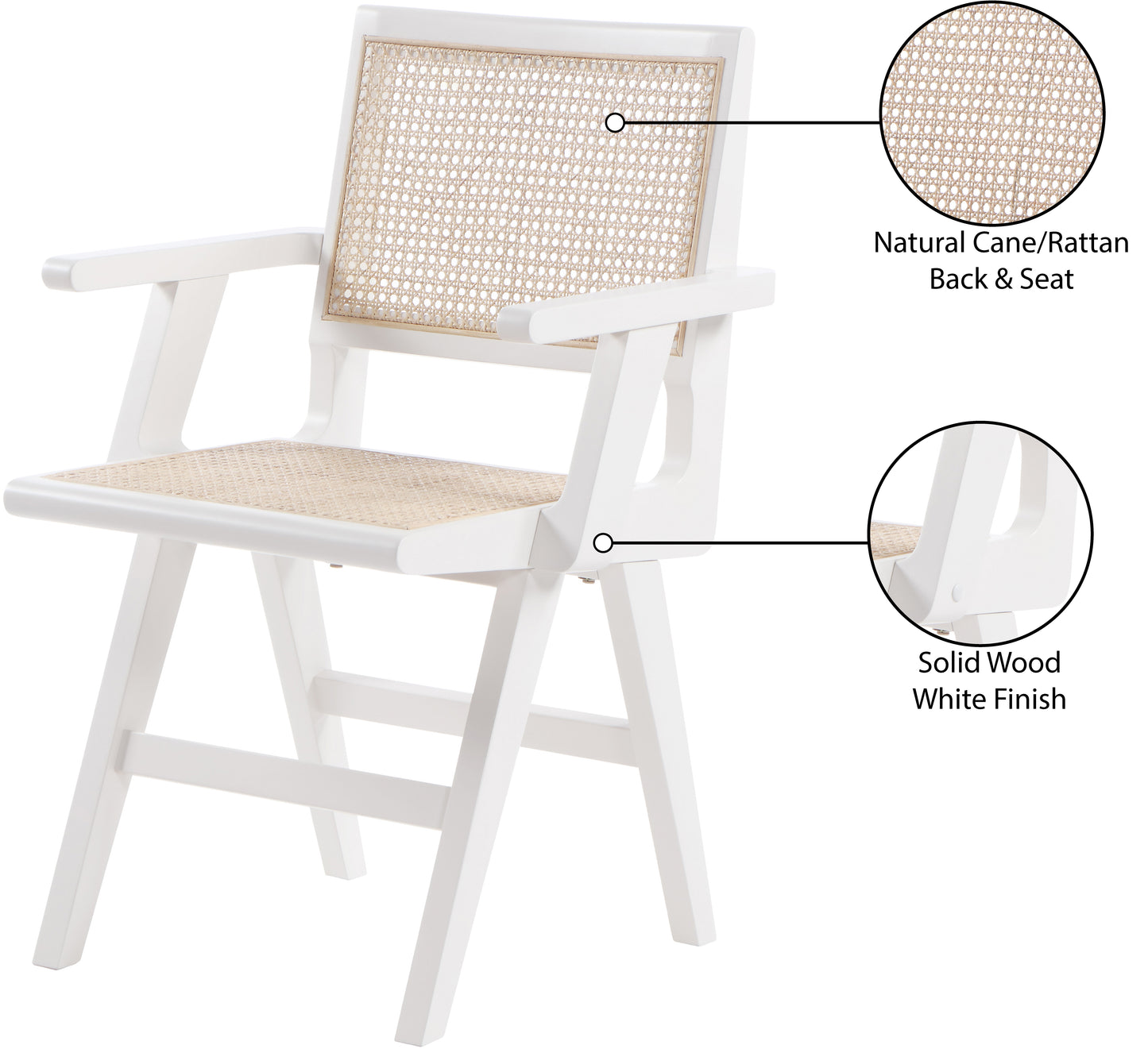 divine white wood dining arm chair ac