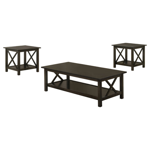 Grover 3-piece Rectangular Coffee Table Set Deep MerlotDark Merlot