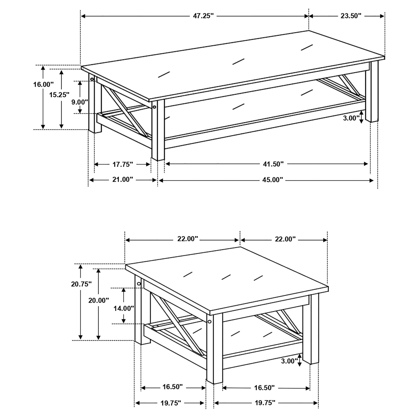 3 pc coffee table set