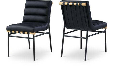 Lennox Black Vegan Leather Upholstered Dining Chair, 2-Piece