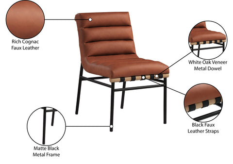 Hannah Cognac Faux Leather Dining Chair C
