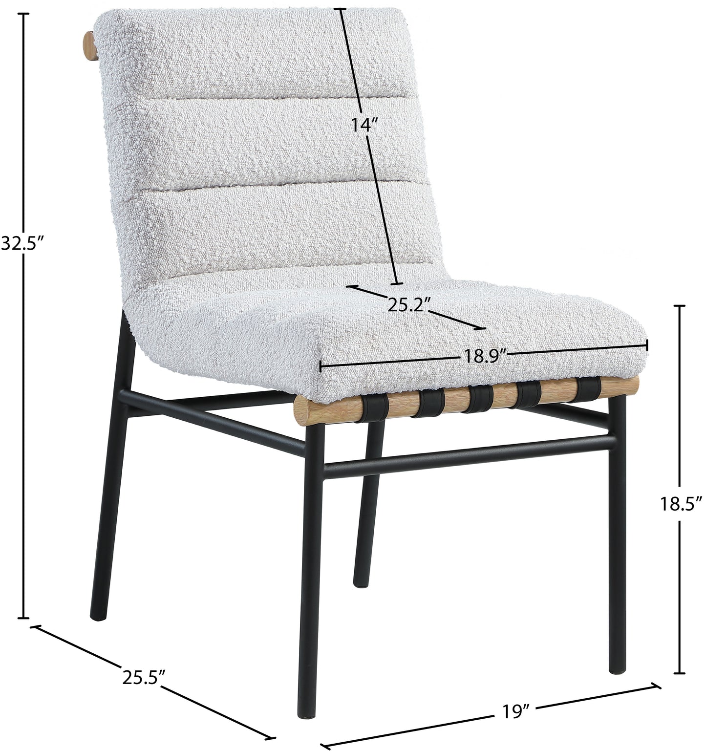 hannah cream / black faux leather dining chair c