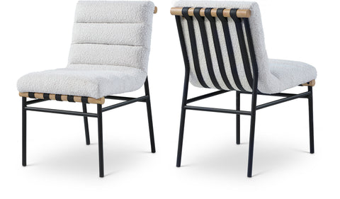 Lennox Cream Boucle Fabric Upholstered Dining Chair, 2-Piece