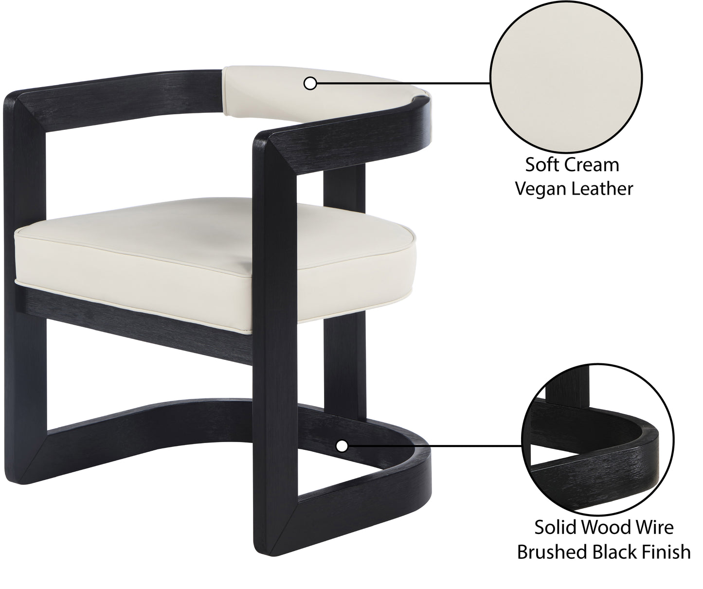 napa cream vegan leather dining chair