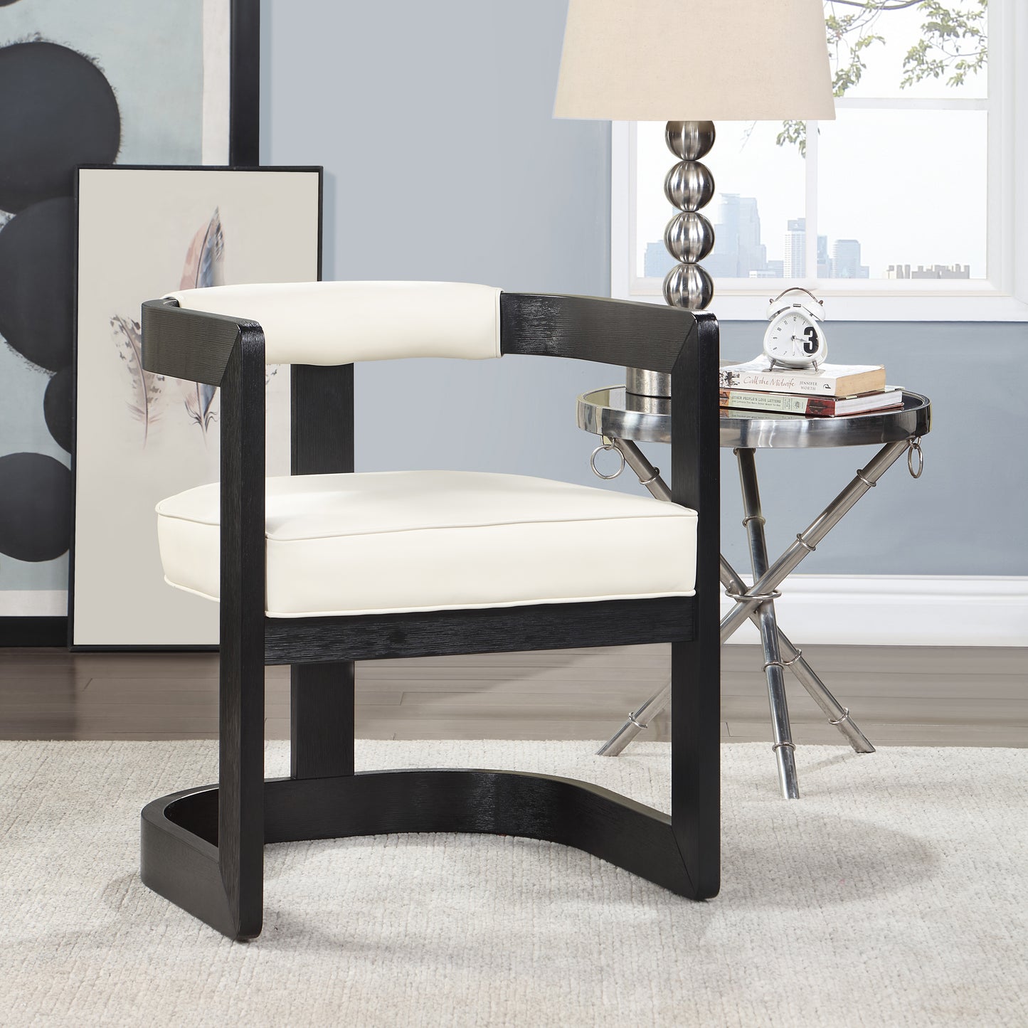 napa cream vegan leather dining chair