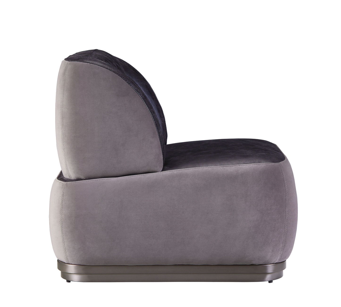 dwayne accent chair, antique slate top grain leather & gray velvet