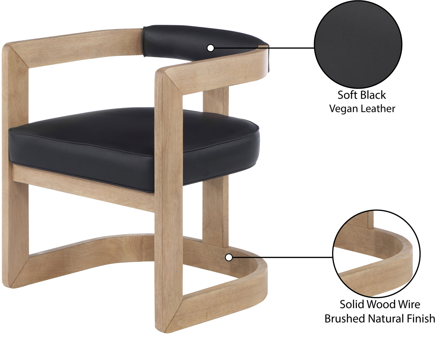 napa black vegan leather dining chair