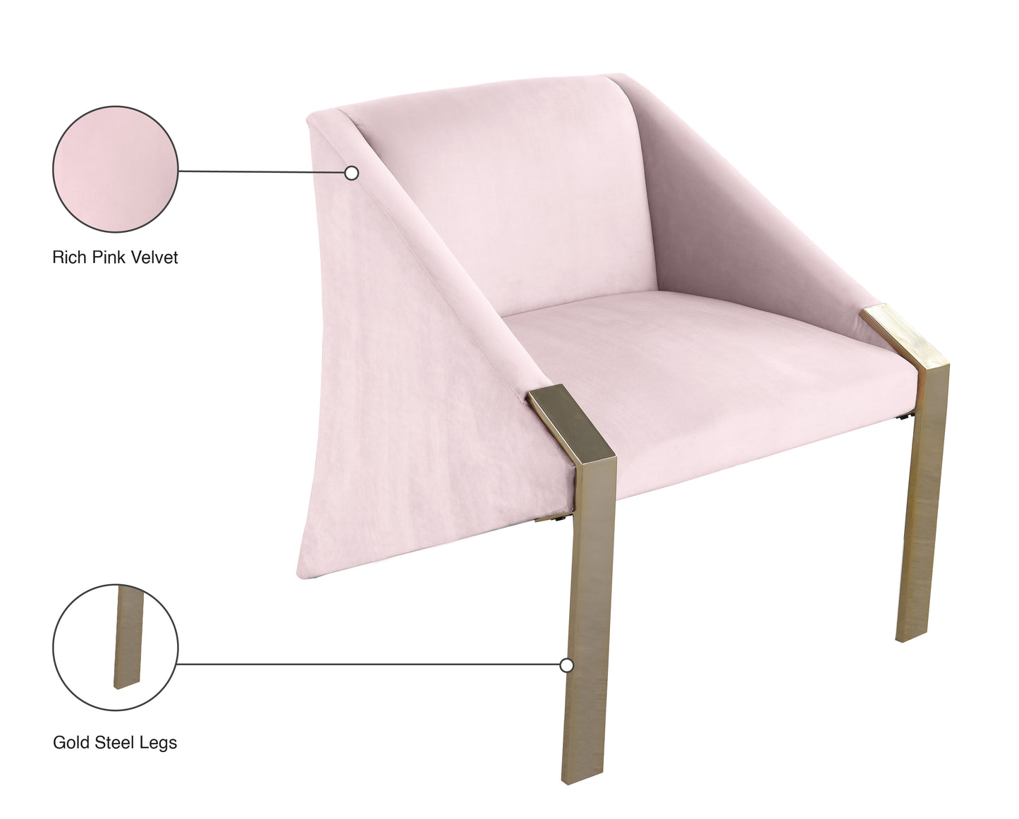 kayla pink velvet accent chair pink