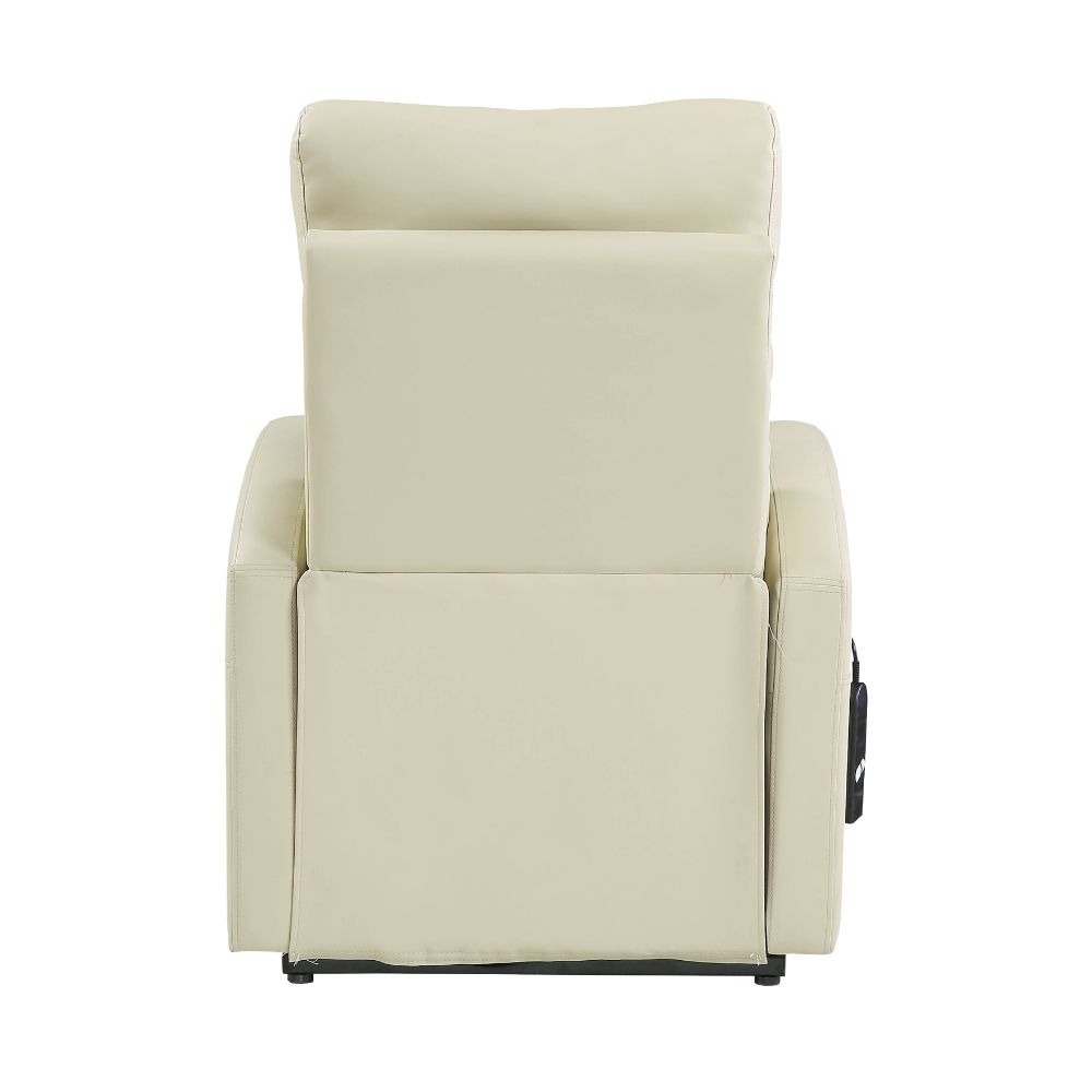 edina power motion recliner w/lift, beige synthetic leather