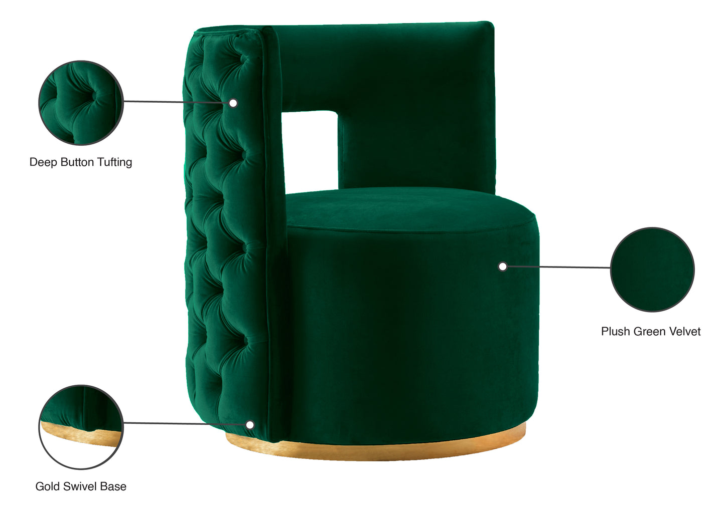 bowery green velvet accent chair green