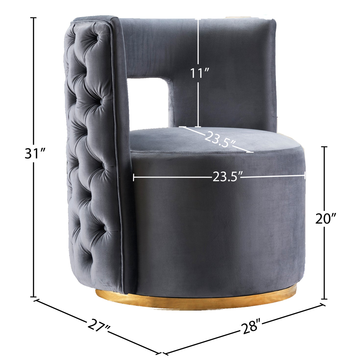 bowery grey velvet accent chair grey