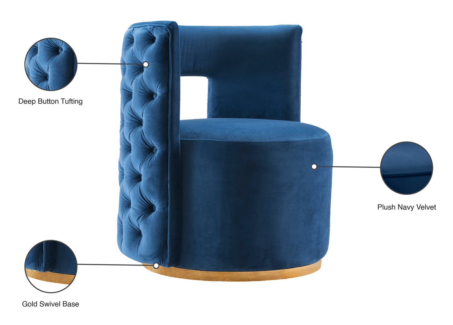 bowery navy velvet accent chair navy